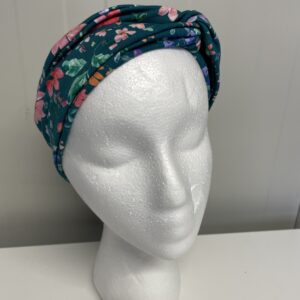 Haarband Petrol met bloemetjes!