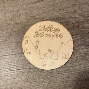 Hanger (13 cm. doorsnede) om in te kleuren Welkom Sint en Piet!